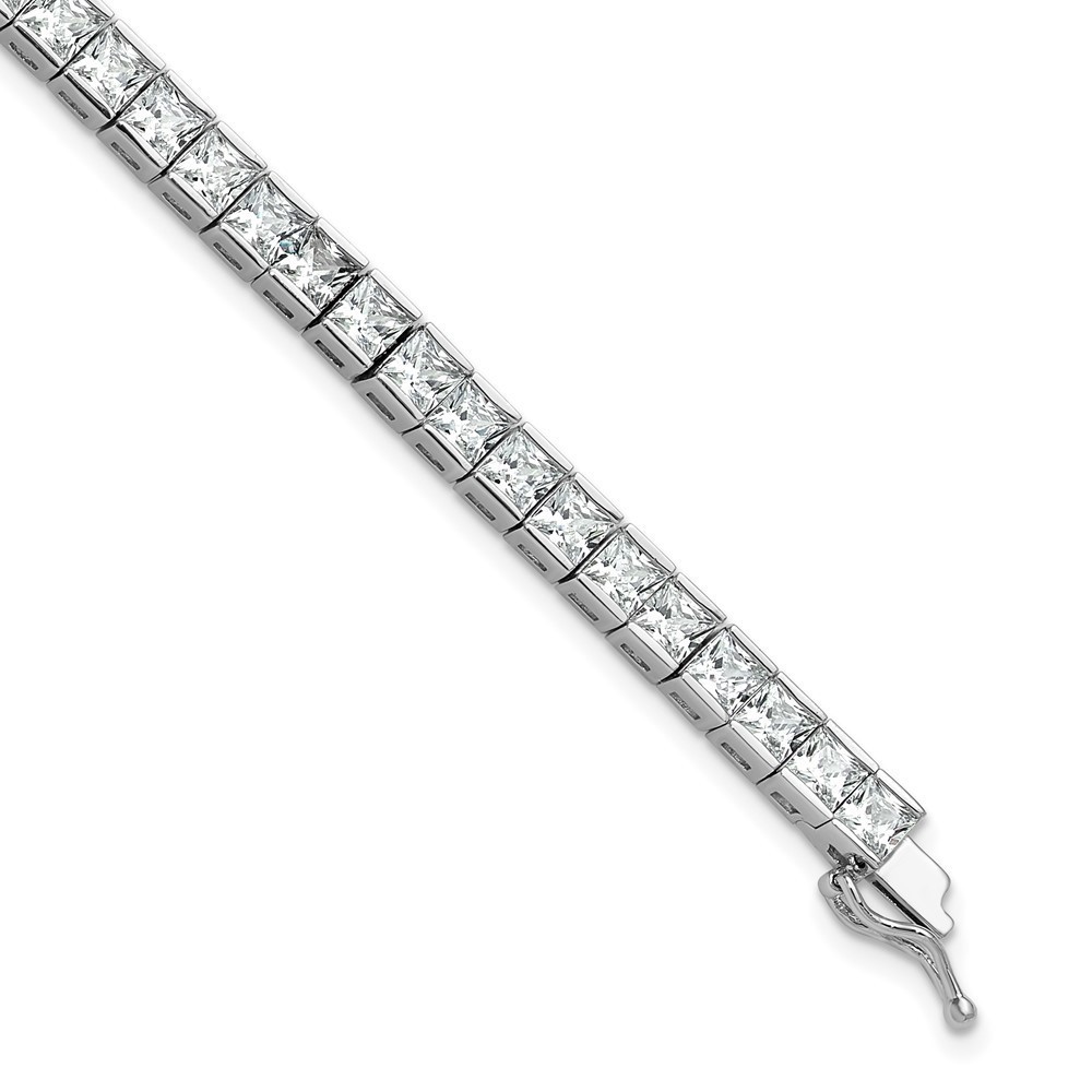 925 Sterling Silver Square 3.5mm x 3.5mm CZ 46 Stone 7 inch Bracelet